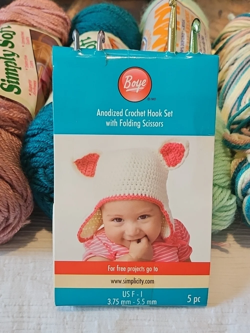 Various Bundles Of Yarn + Hook Set With Scissors